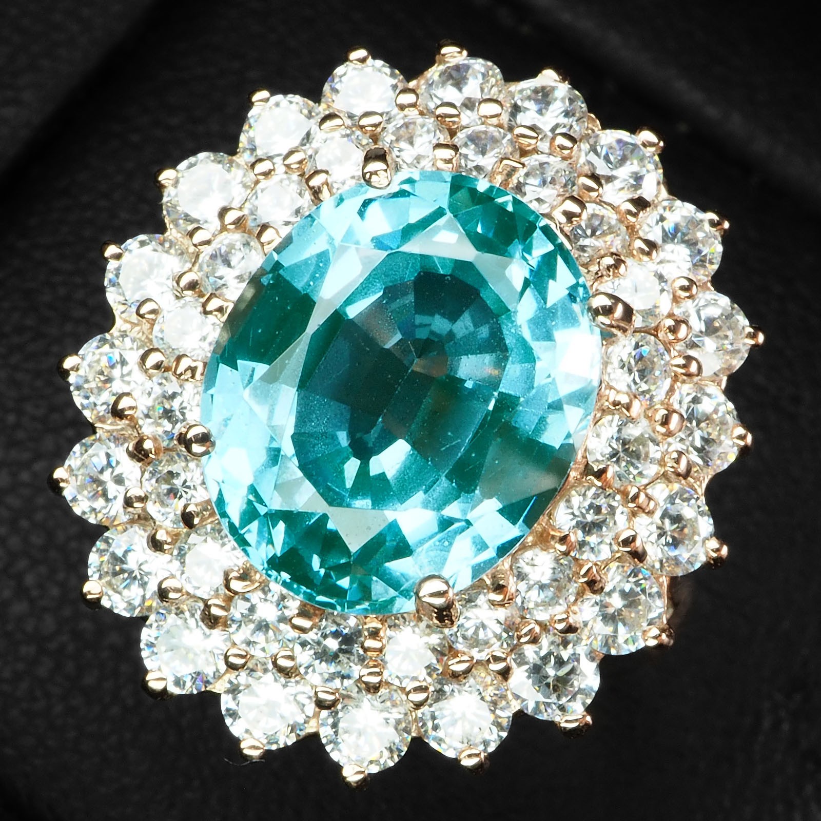 Seafoam Green Paraiba Tourmaline Oval 6.15Ct 925 Sterling Silver Rose Gold Rings