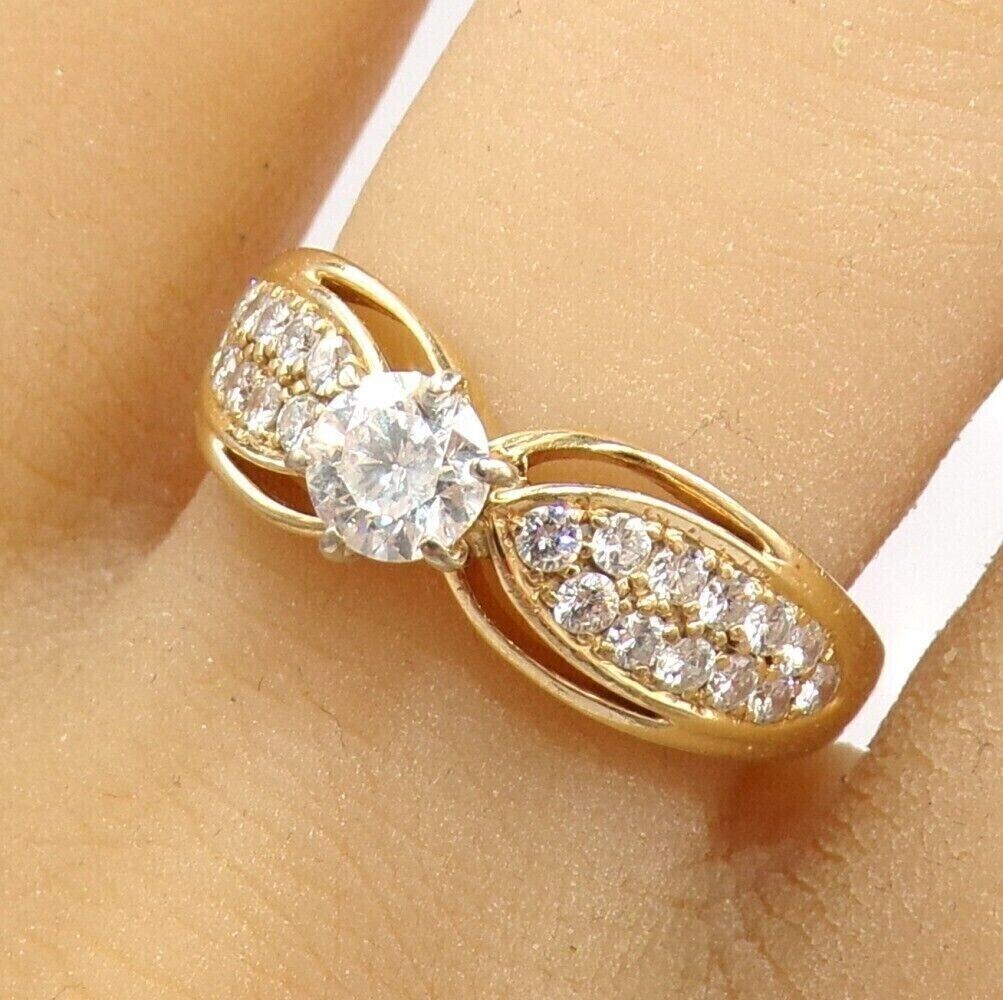 Round Cut Simulated Diamond Stunning Solitaire Band Ring 14k Yellow Gold Plated