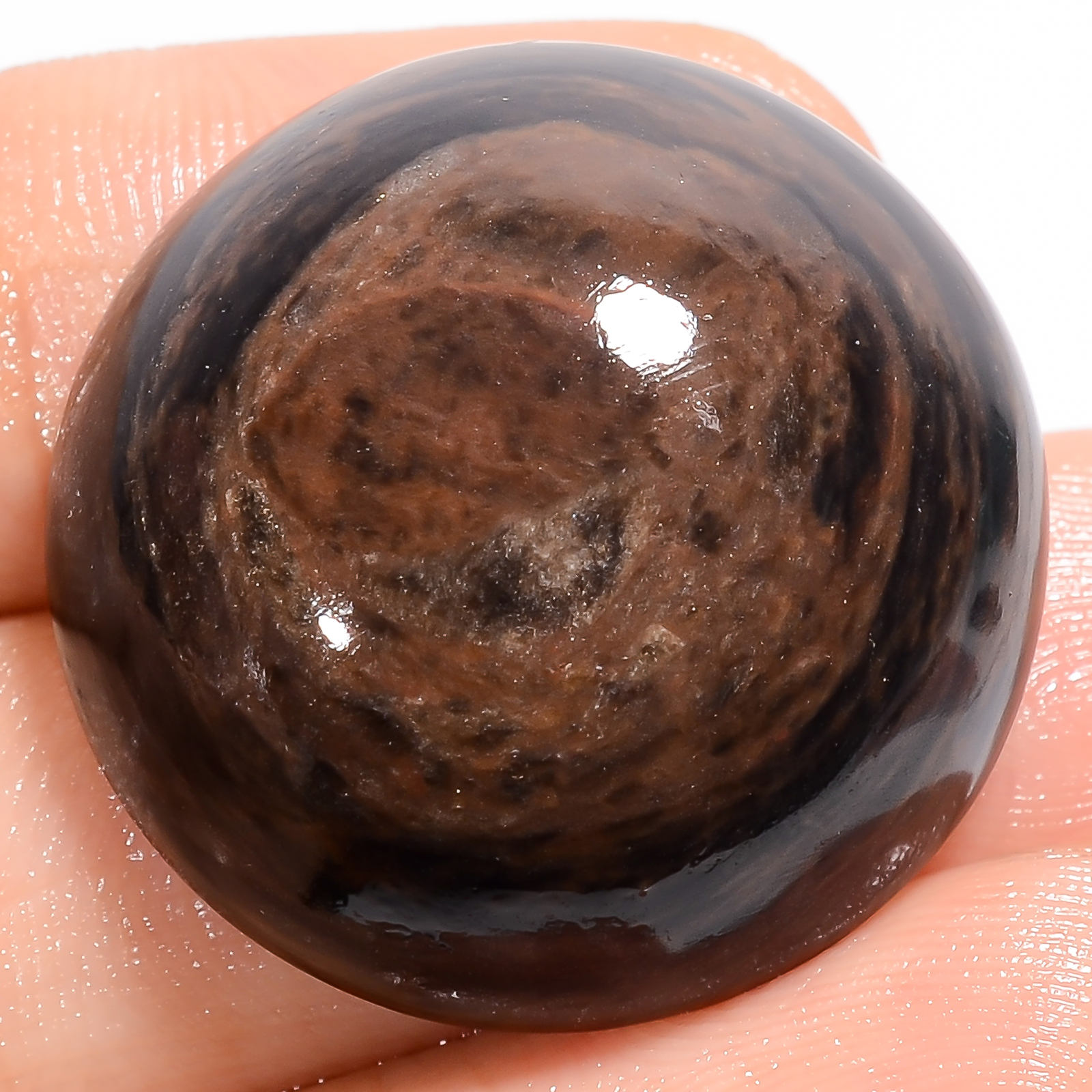 Golden Rainbow Obsidian Round Cabochon Gemstone 46.5 Ct. 26X26X10 mm EE-48306