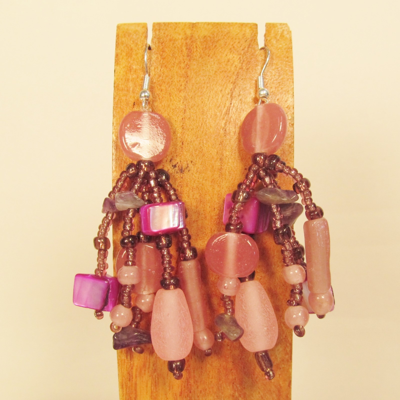 Set of 6 Handmade Beaded BOHO Chandelier Dangle Earrings 6 COLORS Party Mix