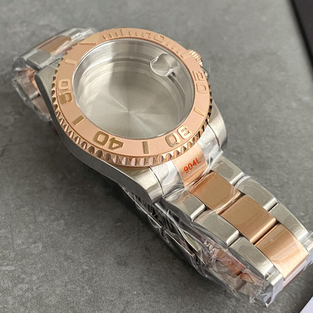 40mm Two Tone Rose Gold 20ATM Diver Watch Case fit NH35 NH34 NH36 ETA2824 PT5000