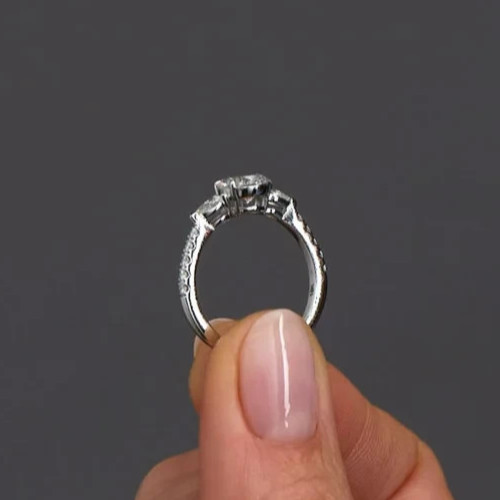 IGI 2.00 Ct Pear Cut EF-VS1 Lab Grown Diamond Three Stone Ring 14K White Gold