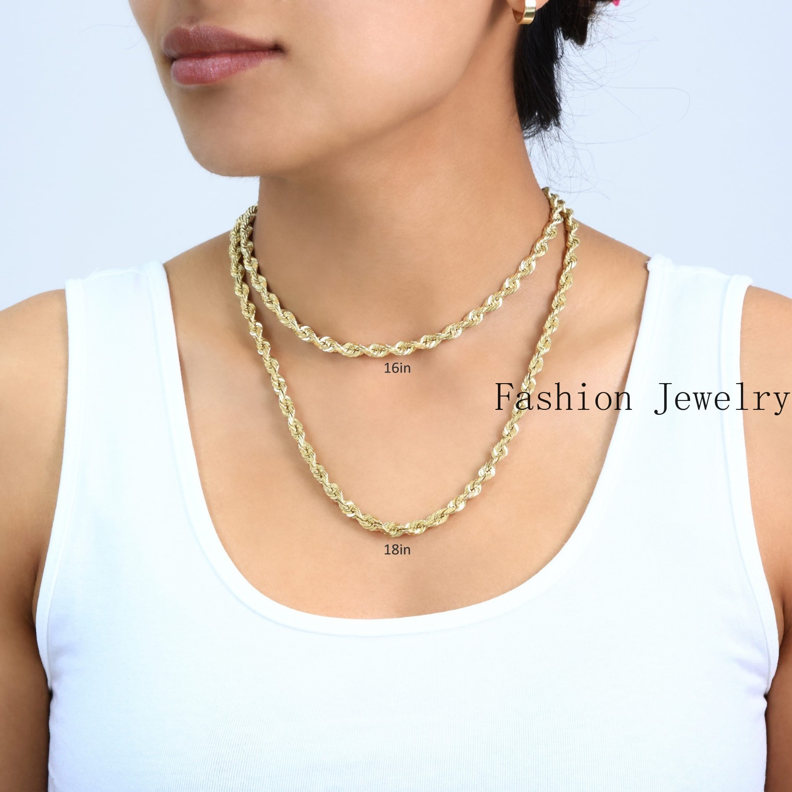 14K Yellow Gold 1mm-10mm Diamond Cut Rope Chain Necklace Mens Women 16″- 30″