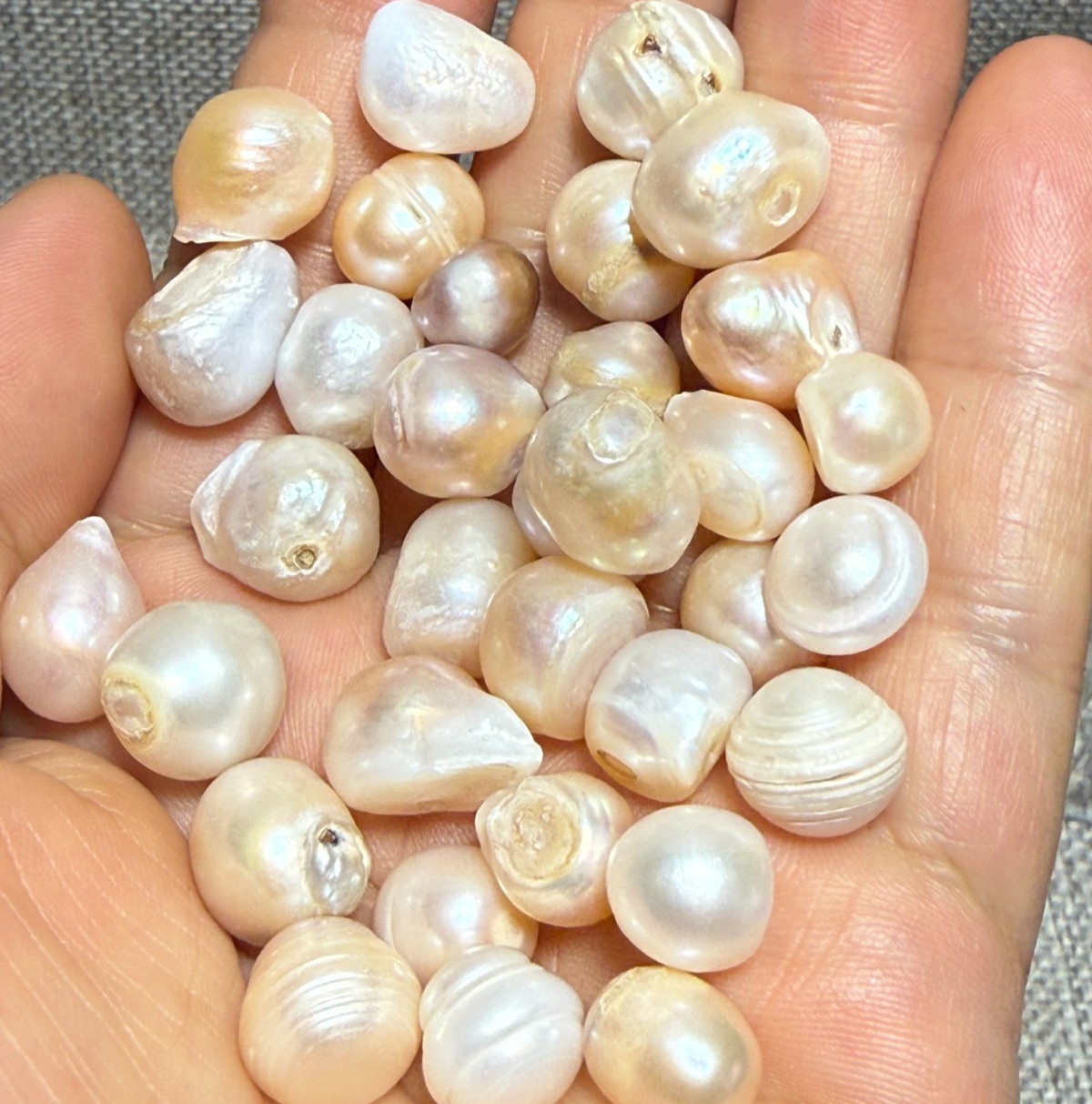 50g 35PCS 7-9mm Natural Cultured Pearl Loose Beads Baroque White Freshwater DIY