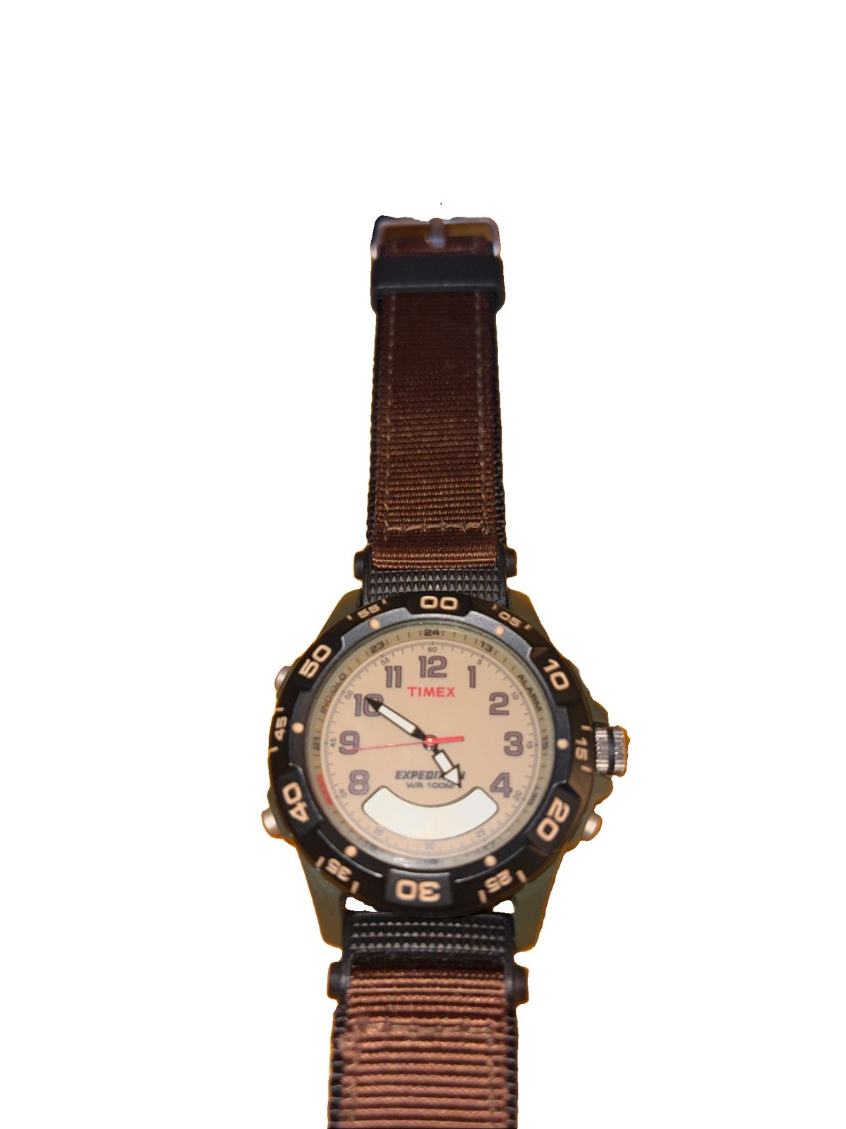 Timex Expedition 39mm Green Resin Case, Brown/Black Resin and Nylon Band, Men’s