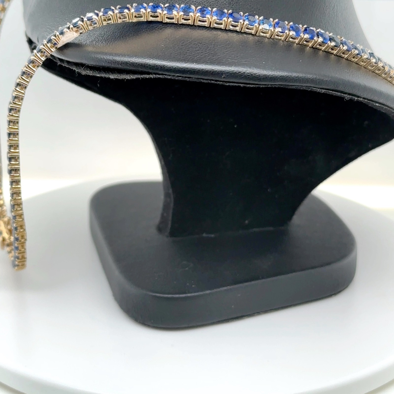 14K Yellow Gold 17″ Full Eternity Round Blue Sapphire Tennis Necklace 28.85ctw
