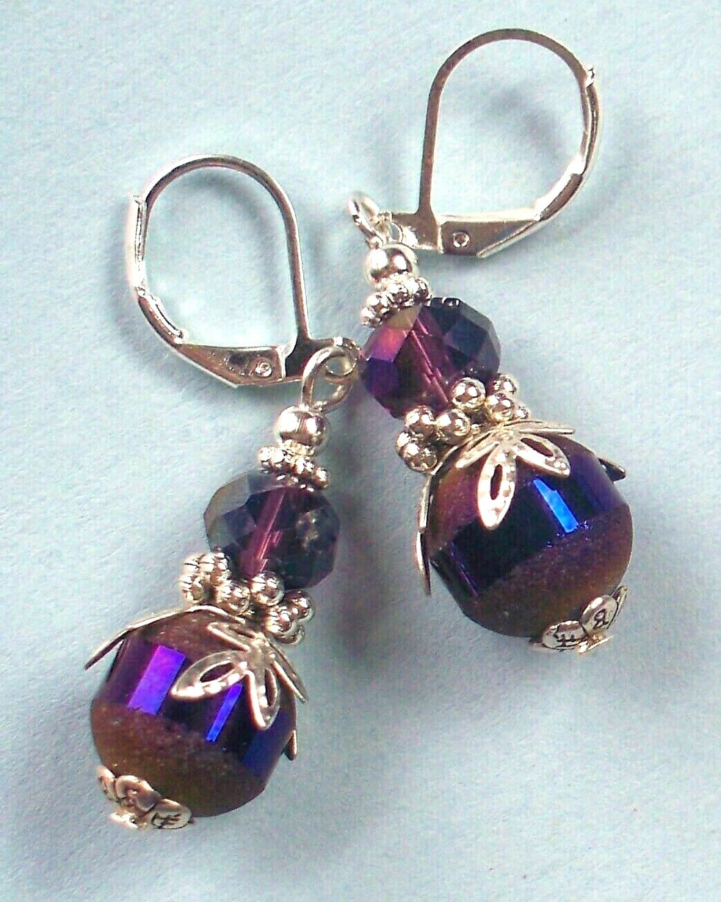 Frosted CRYSTAL LACY LOOK drops Leverback handcrafted YOU CHOOSE