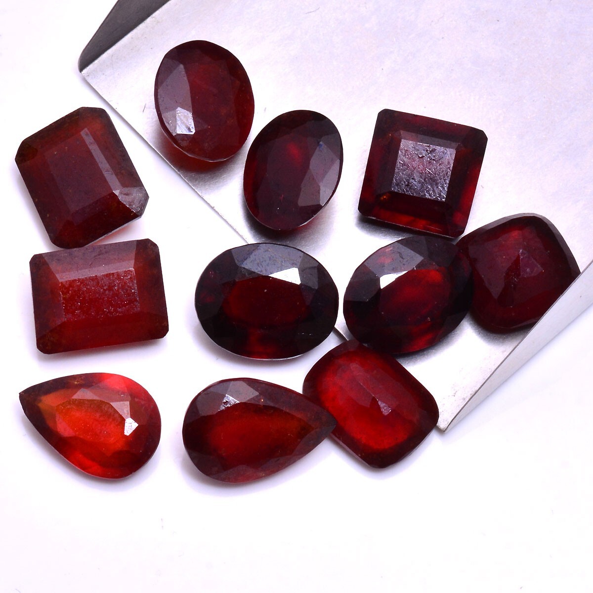 11 Pcs Natural Hessonite Garnet 12mm-15mm Untreated Faceted Cut Loose Gemstones