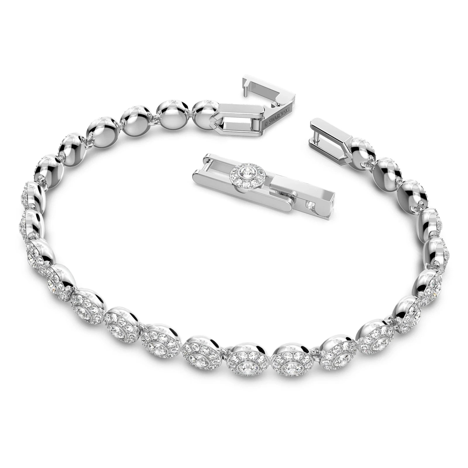 Swarovski Una Angelic Tennis Bracelet Round Cut, Small, White, Rhodium Plated