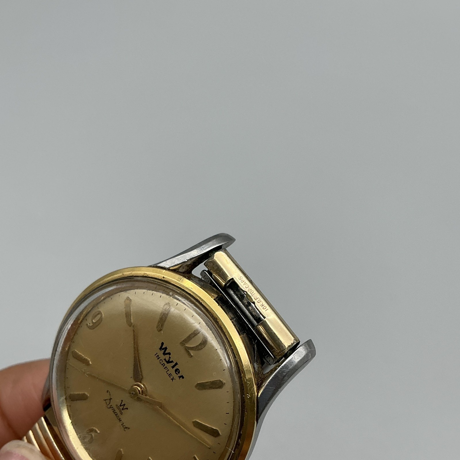 Vintage Wyler Mens Watch 32mm Two Tone Incaflex Dynawind Manual Wind