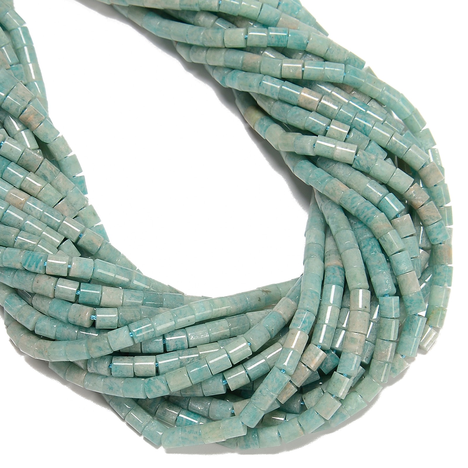 Natural Green Amazonite Cylinder Tube Beads Size 4x4mm 15.5″ Strand