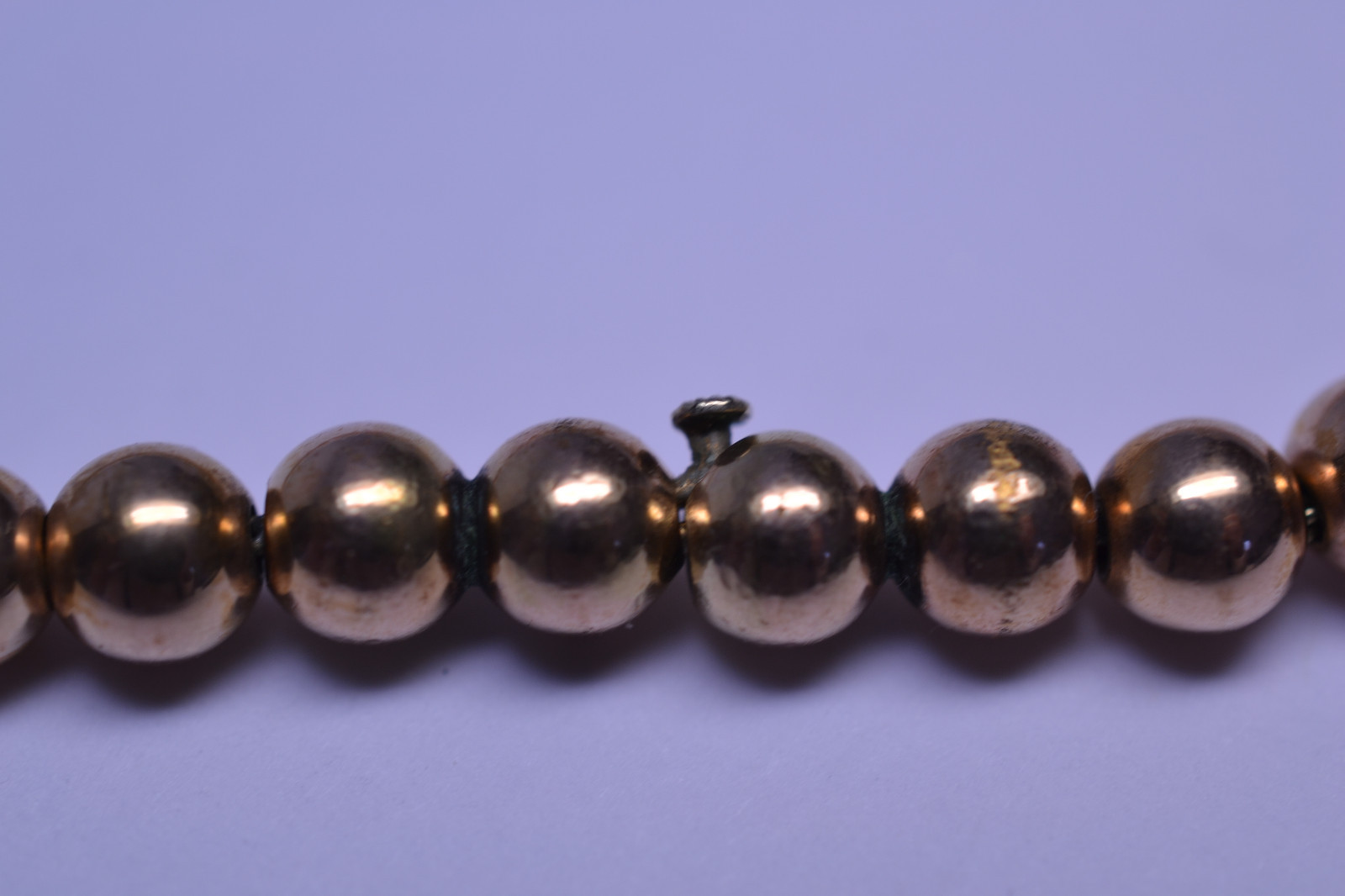 VINTAGE GOLD FILLED 5.4 MM BEADS ON CHAIN NECKLACE – 20.5 IN. LONG – 29.1 GRAMS
