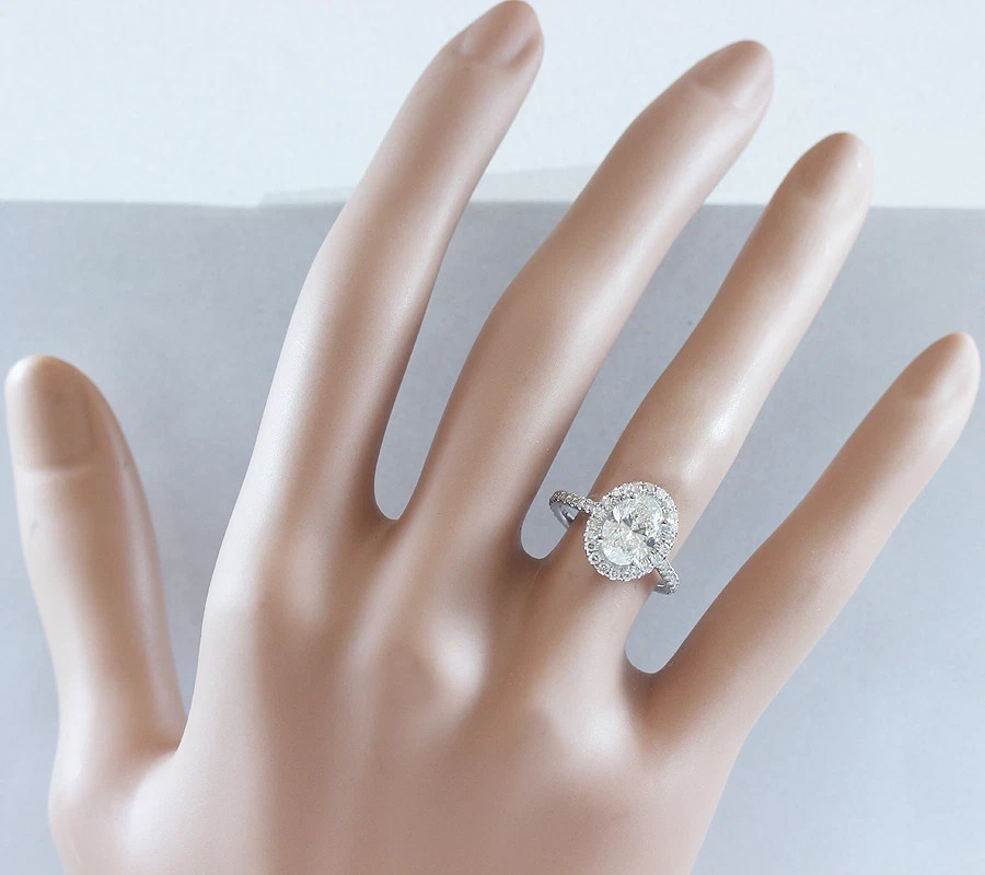 Certified Natural 1.2ct VS1 F Oval White Diamond AAA 14K White Gold Wedding Ring