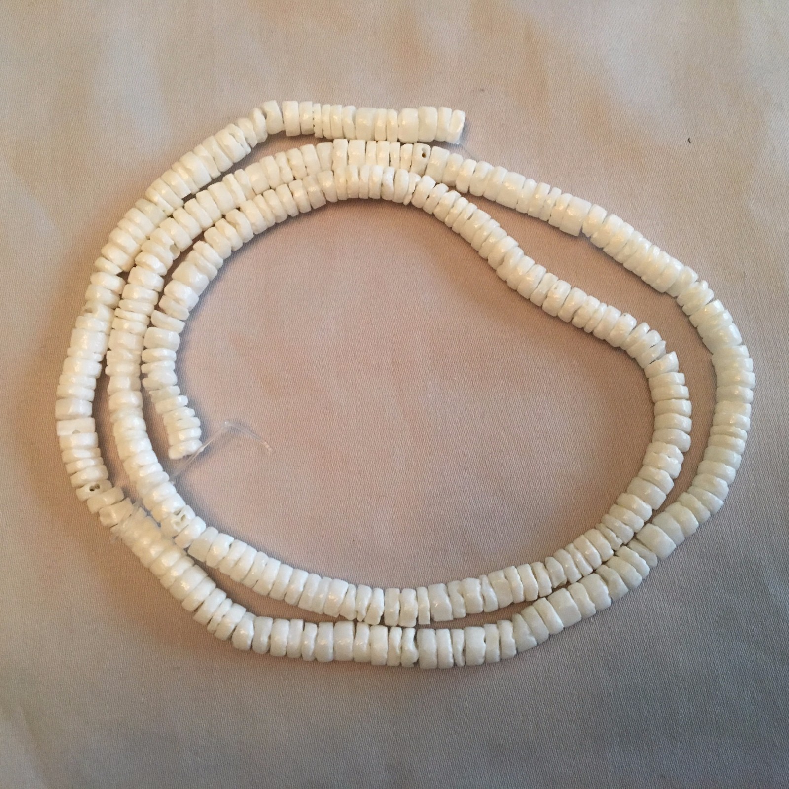 24-inch Strand Litob (Natural) Hand-Cut Heishi Shell Beads, Approx. 5-5.5mm diam