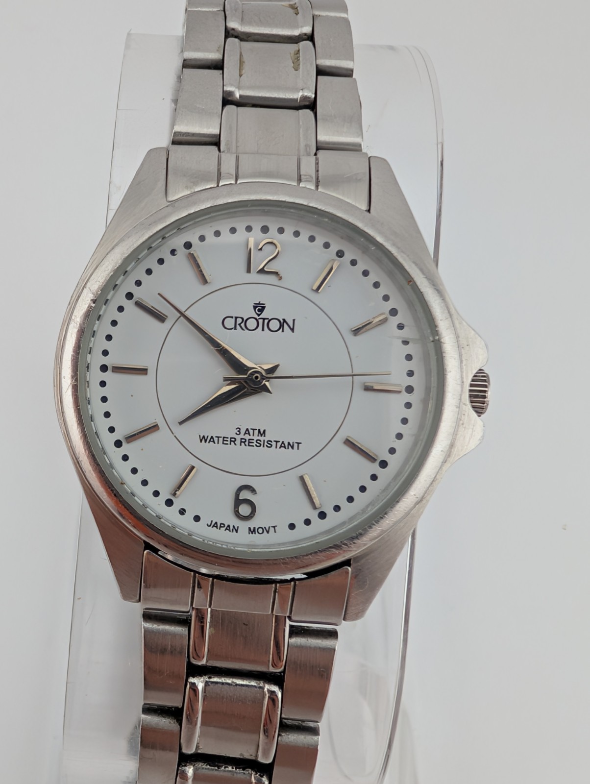 Croton Watch Women 28mm Case 6.5″ Silver Band- New Battery