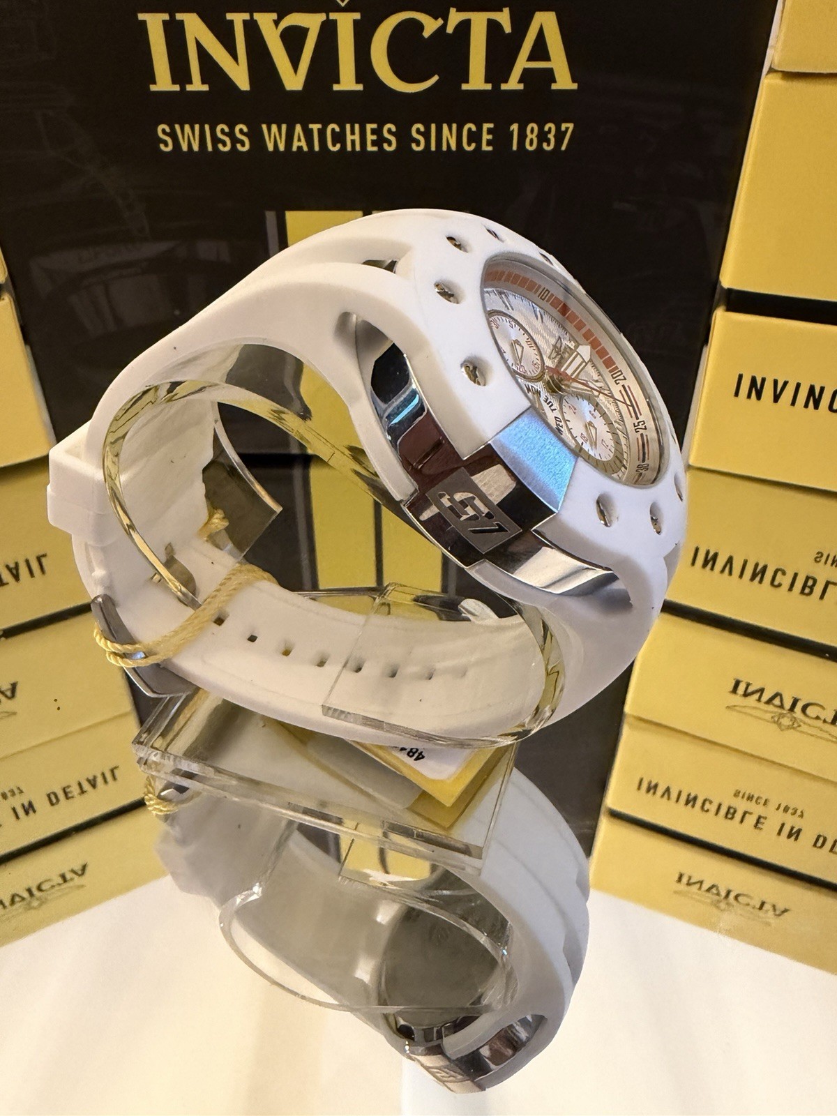 Invicta S1 Rally Splitter Men’s Chronograph Quartz 48mm White Silicone Day/Date