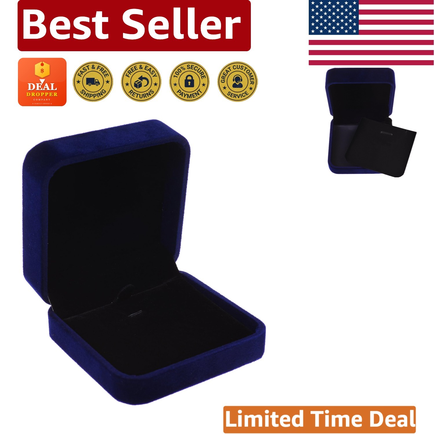 Chic Velvet Necklace Gift Box in Royal Blue – Ideal for Engagements & Birthdays