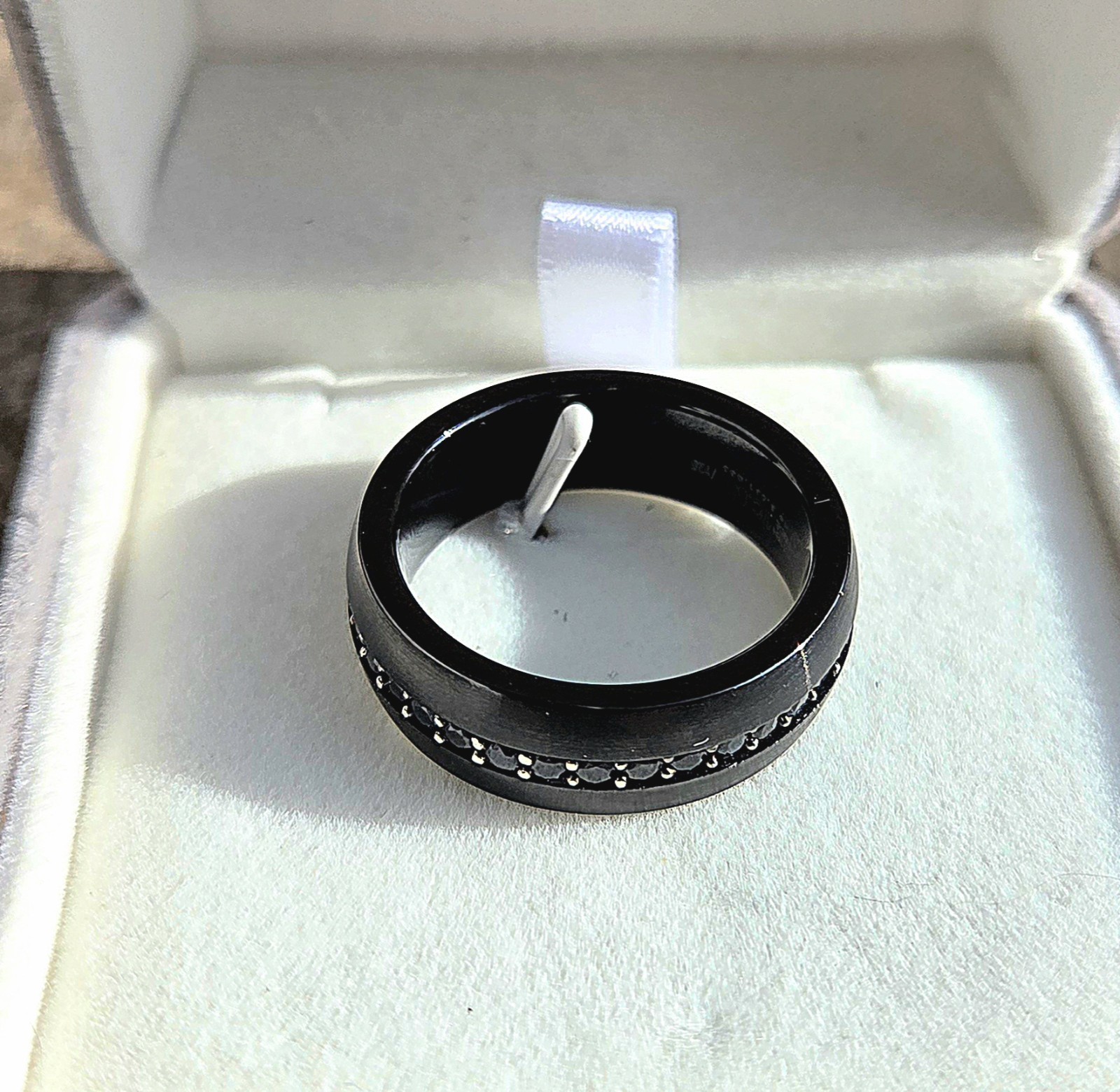 VALIANT Black Tungsten Ring With Black Sapphires – 8mm Men’s Ring Size 11.5