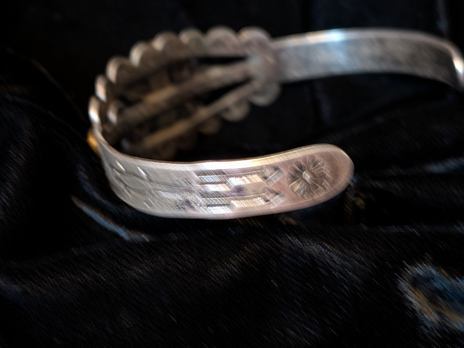 Vintage Fred Harvey Era Southwestern Sterling Silver Turquoise Cuff Bracelet
