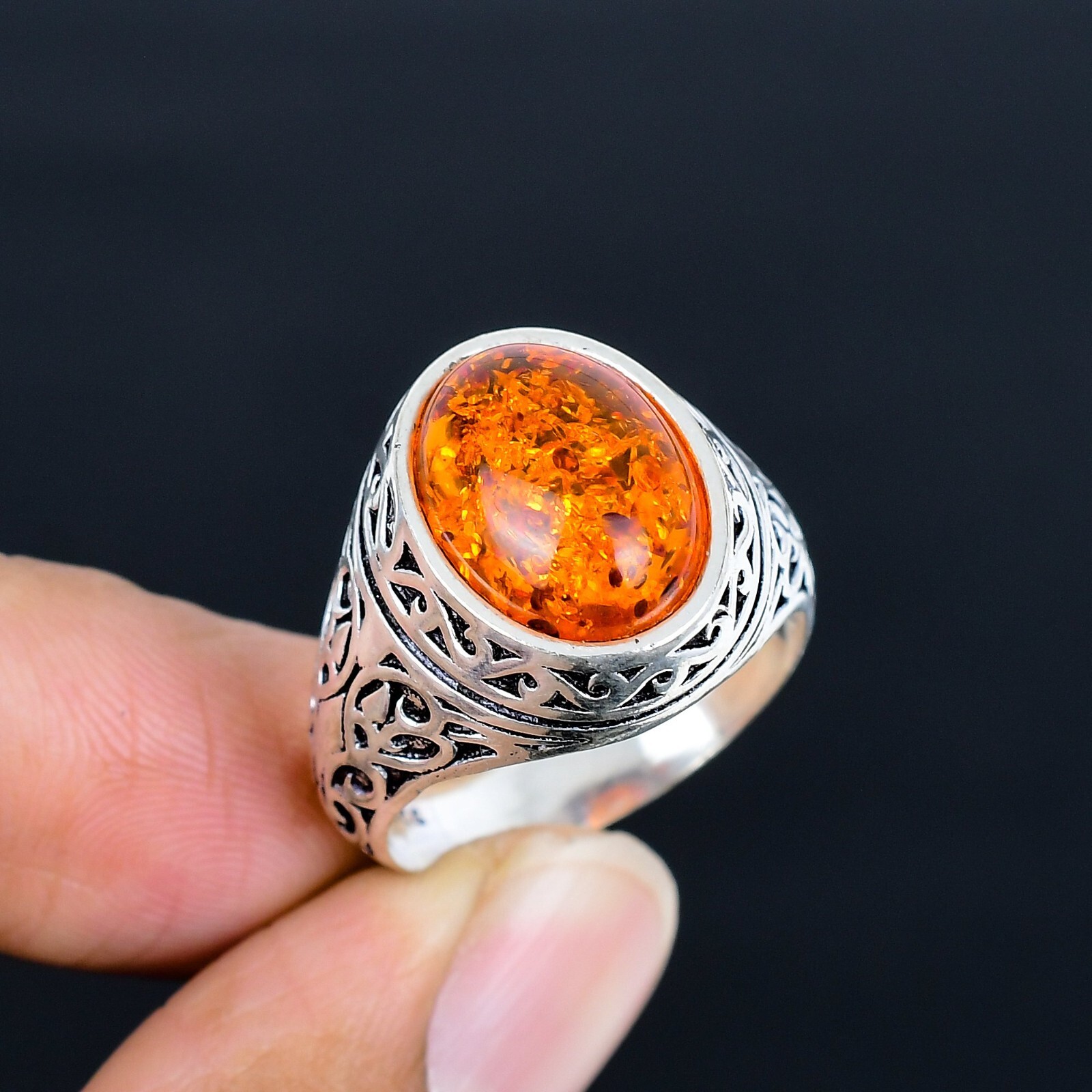 Amber Gemstone Ethnic Ottoman Arabic Style Ring All Size Available LG-1118