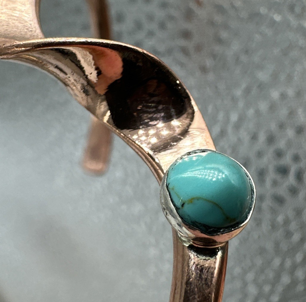Navajo Cuff Turquoise Copper Stackable Yolanda G Skeets Modern Abstract New
