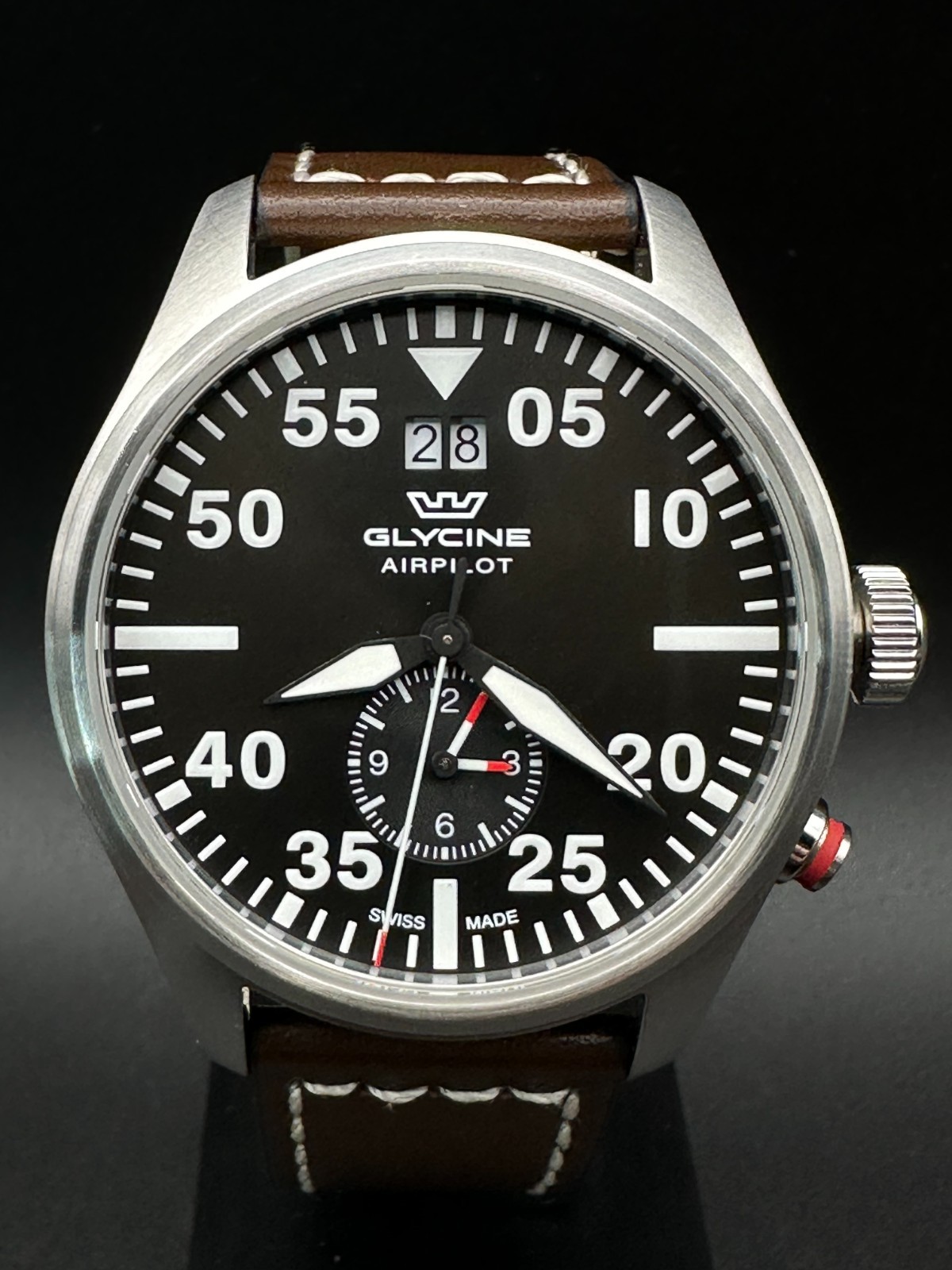 Glycine Airpilot Dual Time GMT 44mm Swiss Made Flieger Men’s Quartz Watch GL0366