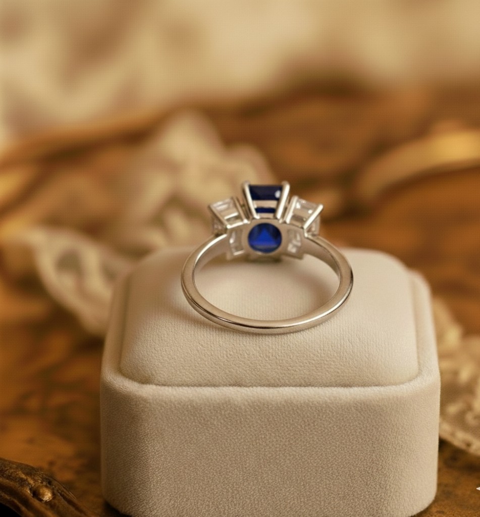 3.51 Ct Emerald Cut Natural Sapphire Diamond Wedding Ring 14K Solid Yellow Gold