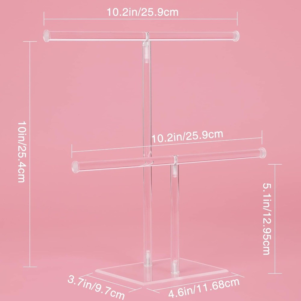 Acrylic Jewelry Display Stand 2 Tier Organizer Holder for Necklaces Bracelets