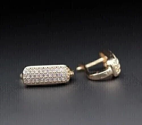 Women’s Huggie Hoop Earrings Round Cut Simulated Diamond 925 Starling Silver