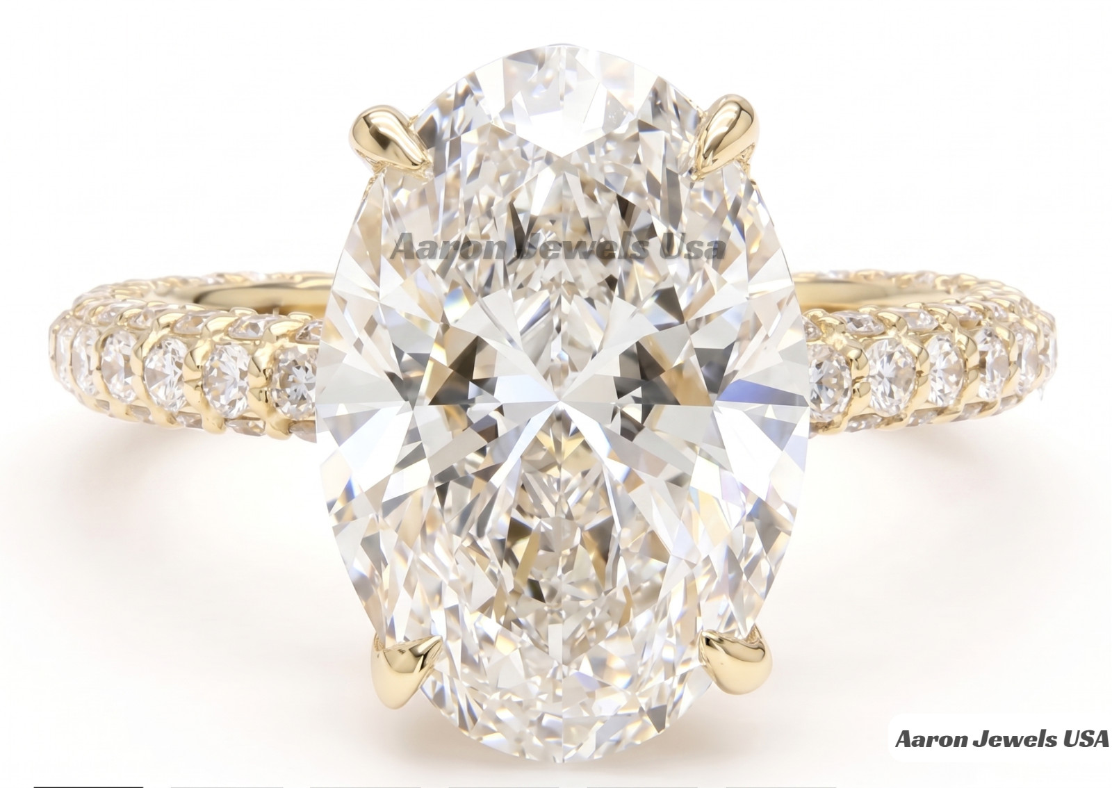 6.70Ct F VS1 Oval cut IGI Lab Grown Hidden Halo Diamond Ring 14K Yellow Gold