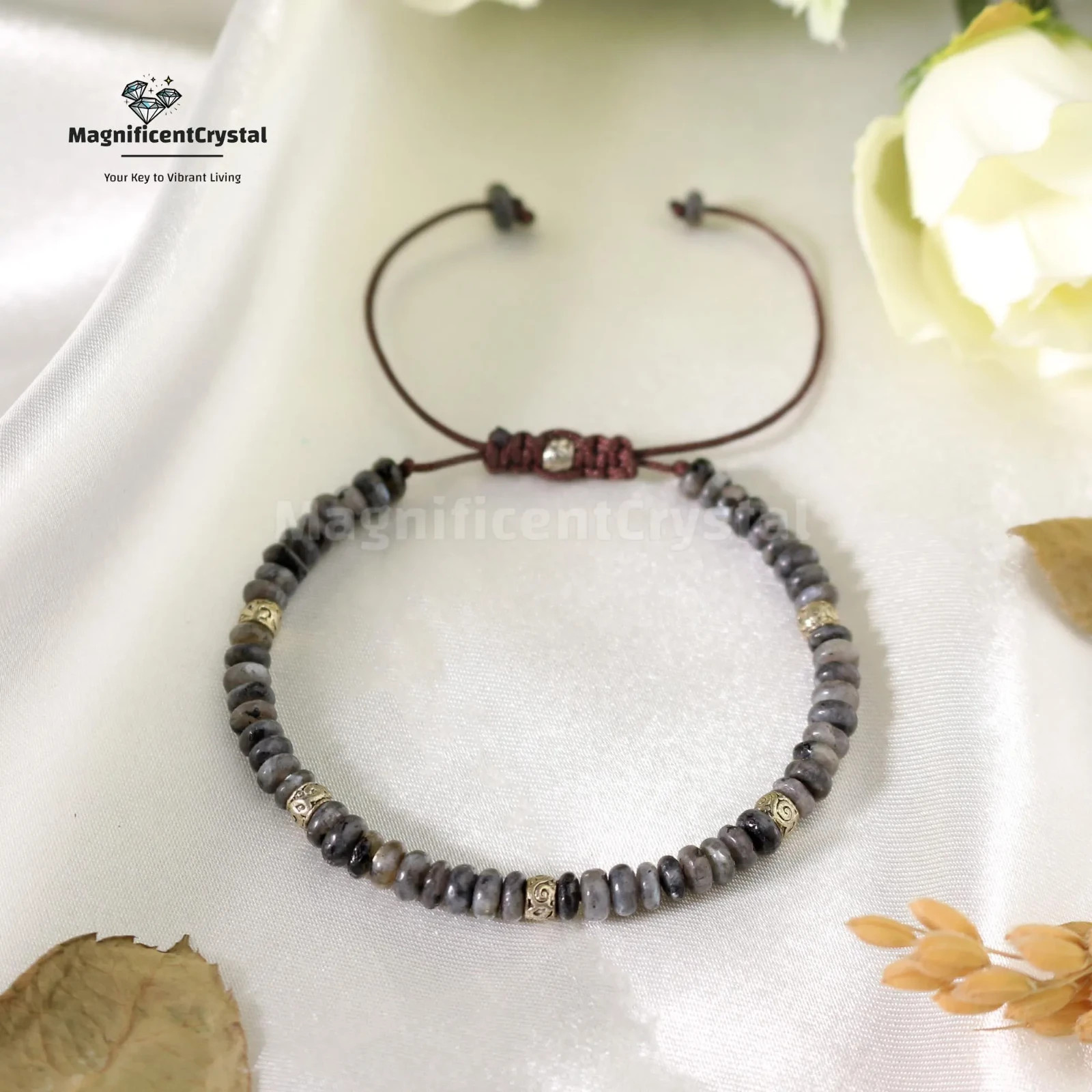 Grounding Larvikite Bracelet Stone of Spiritual Protection Healing Reiki Jewelry