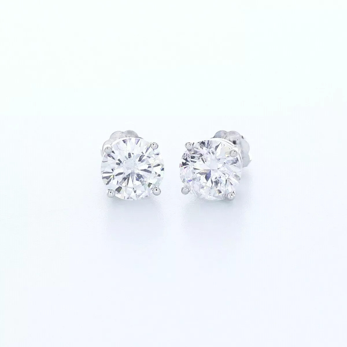 Classic Stud Earrings Solid 14K White Gold 1.88 CT Round Natural Diamond H SI2