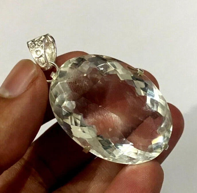 95.2 Ct EGL Certified Natural Oval White Topaz 925 Solid Silver Pendant Gemstone