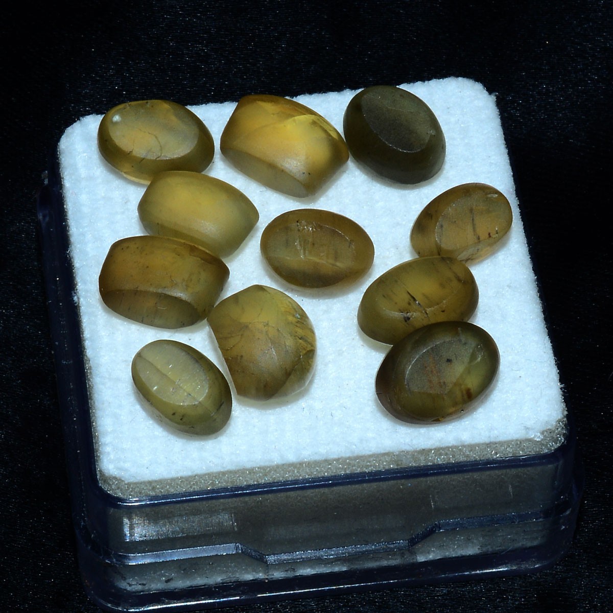 11 Pcs Natural Apatite Cats Eye 8mm-9mm Oval Cabochon Huge Loose Gemstones Lot