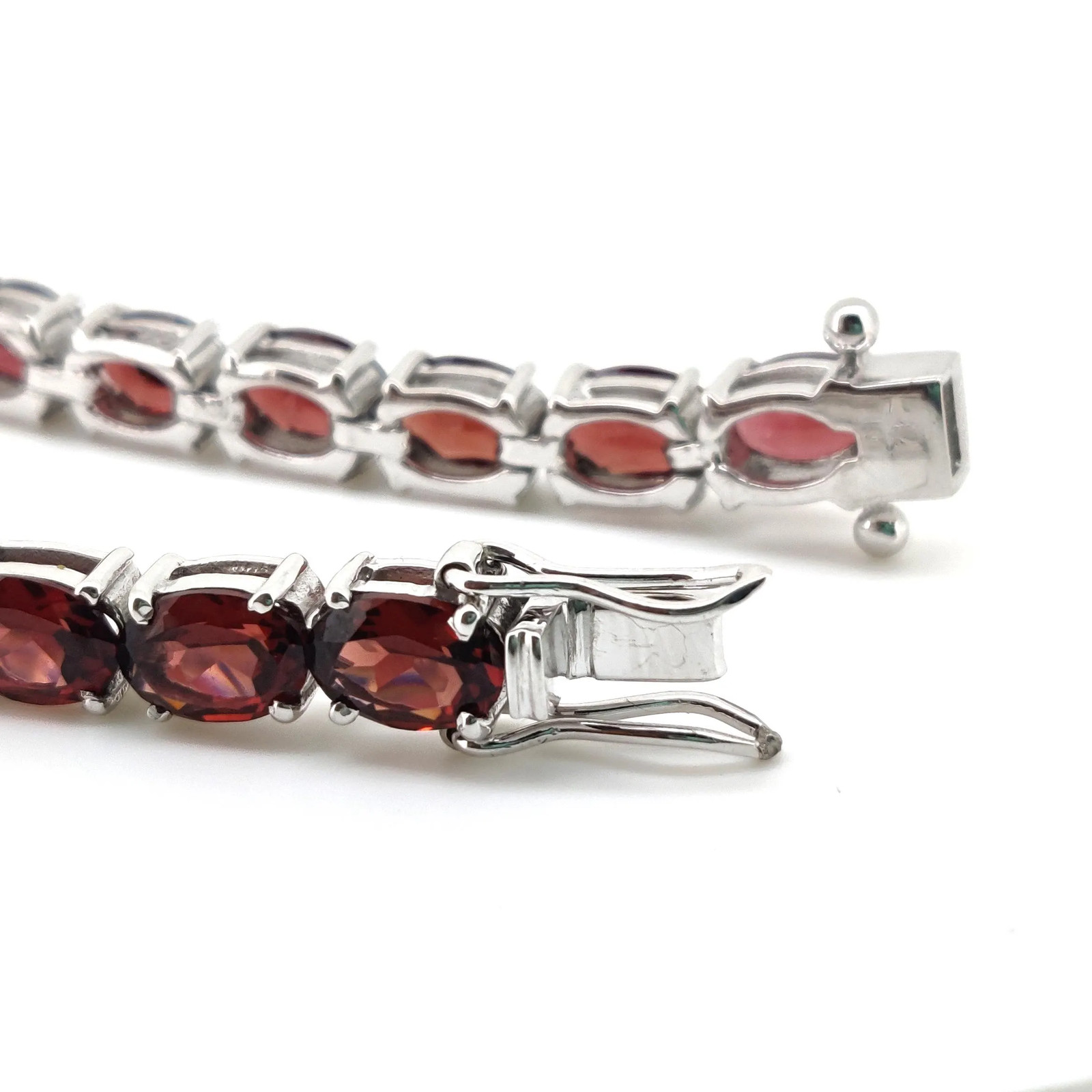 Oval Red Garnet Tennis Bracelet 925 Sterling Silver January Birthstone Jewelry