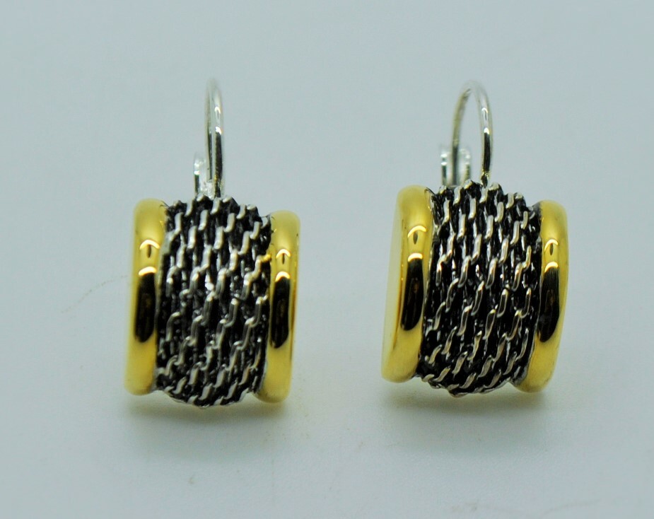 Simply unique modern style two tone drop/Dangle fashion French clip earrings -3