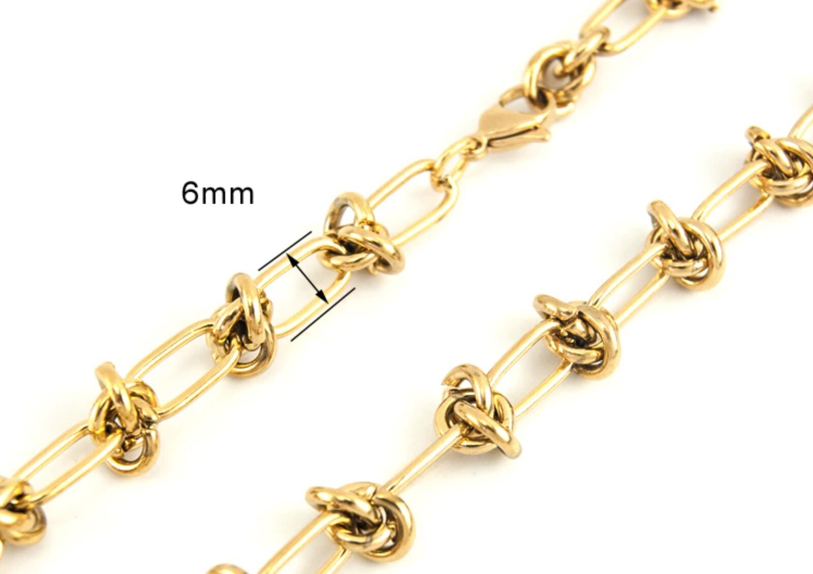 Stainless Steel 45 cm (17.7 Inch) 6 mm width Knotted Neck Chain Necklace