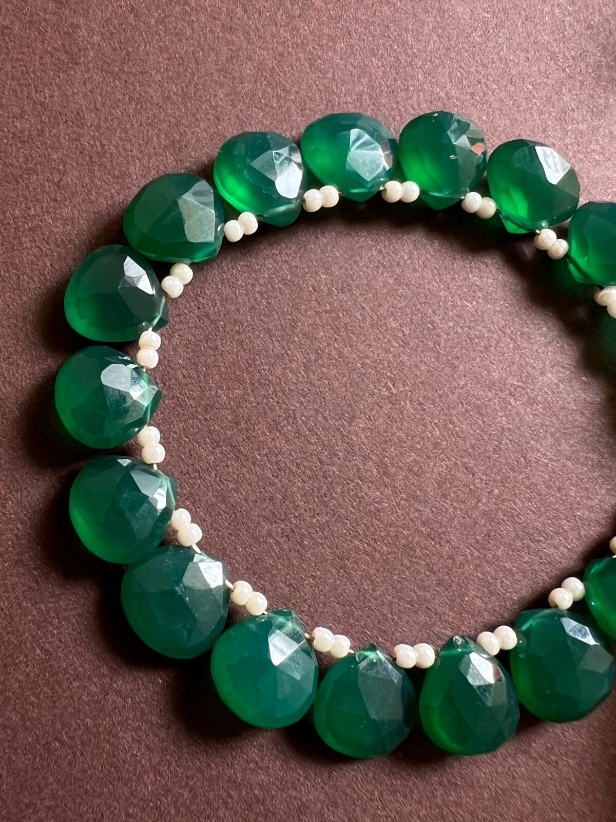 Green onyx Faceted Pear Briolette Beads 1 Strand 8-9mm Teardrop Gemstone