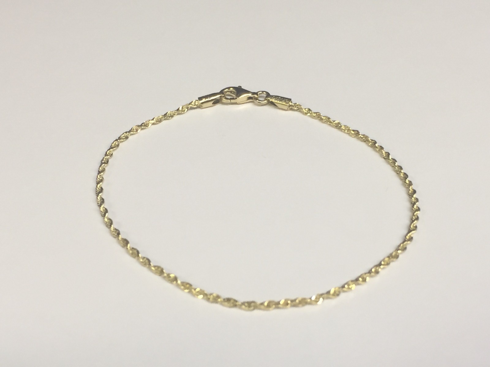 10k White Gold Solid ROPE Link Chain/Bracelet 7″ 1.5 mm 1.2 grams