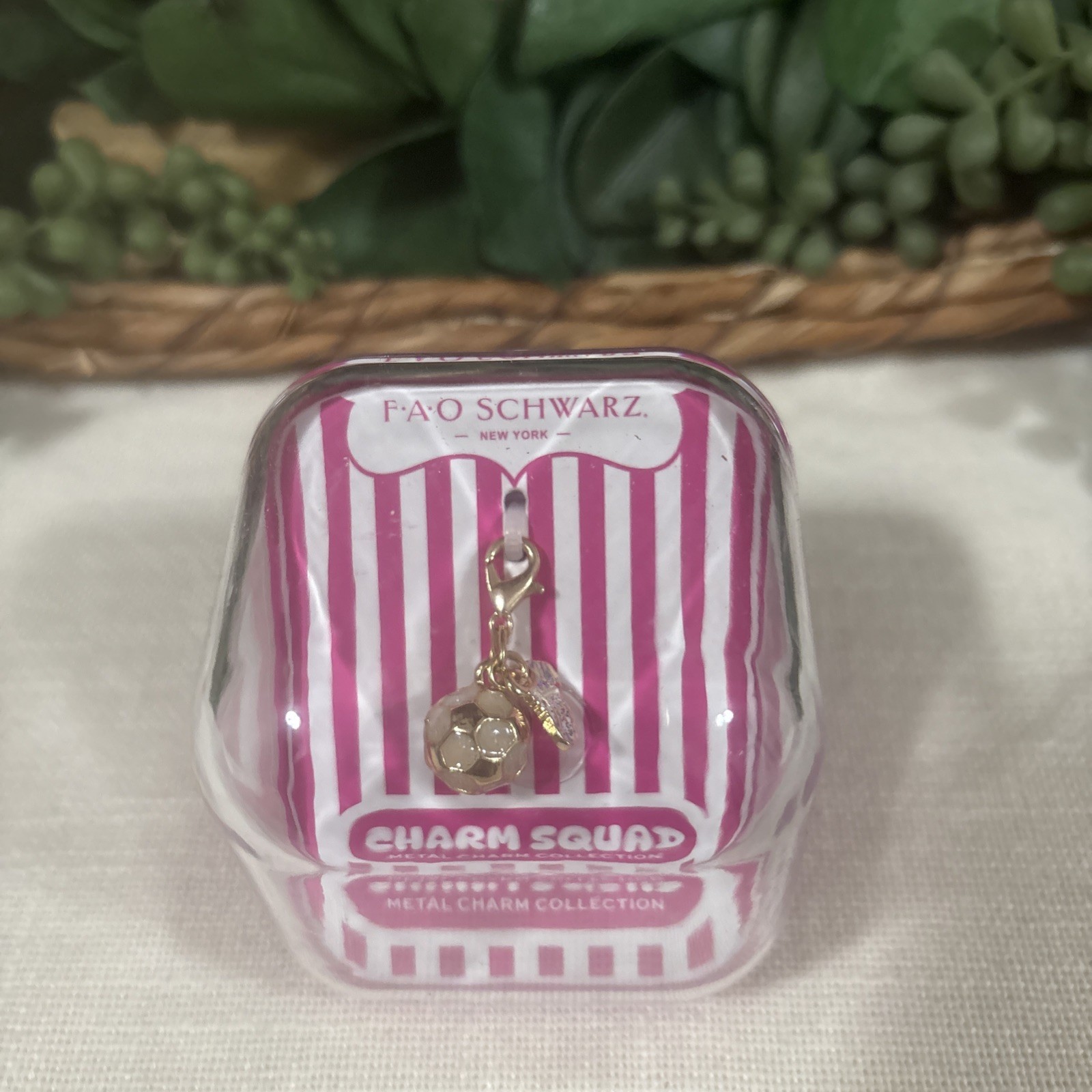 FAO Schwarz charm squad Metal Dangle Charm Soccer Ball Gold Lobster Closure
