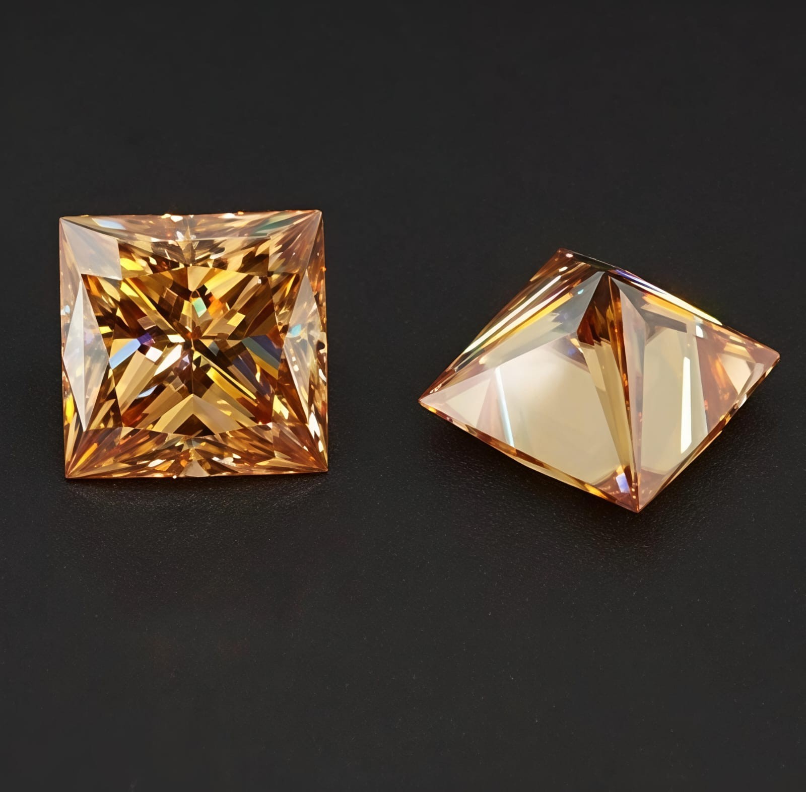 2 CT Dark Champagne Color Princess Cut VVS1 Diamond Premium 7.50 MM Gemstone