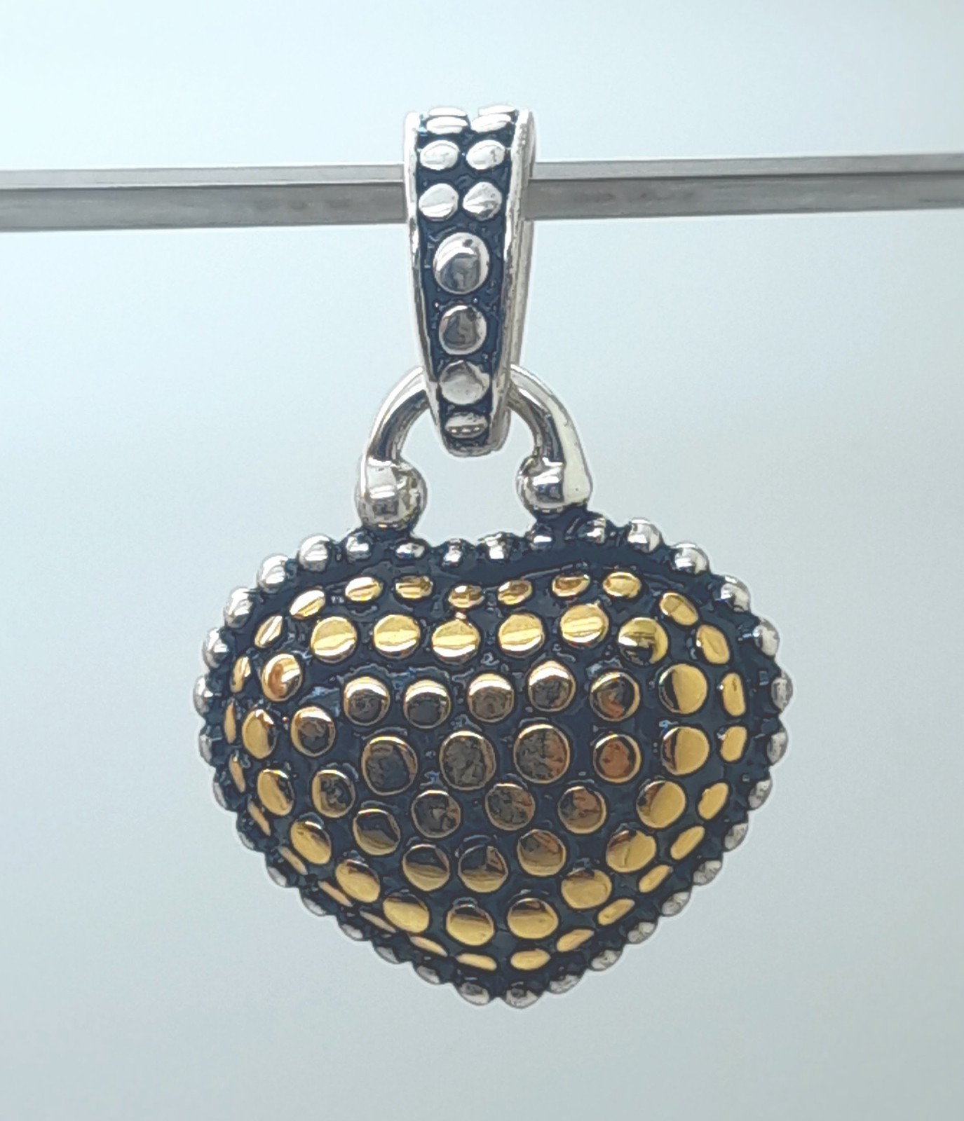 Vintage heart shape black & Silver & gold Dots Texture fashion jewelry Pendant 7
