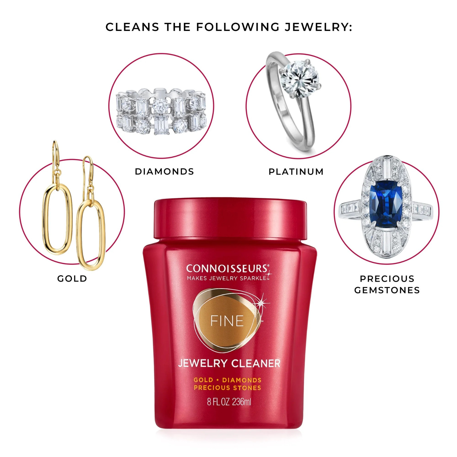 Connoisseurs Fine Jewelry Cleaner For Cleaning Gold, Platinum, Diamonds