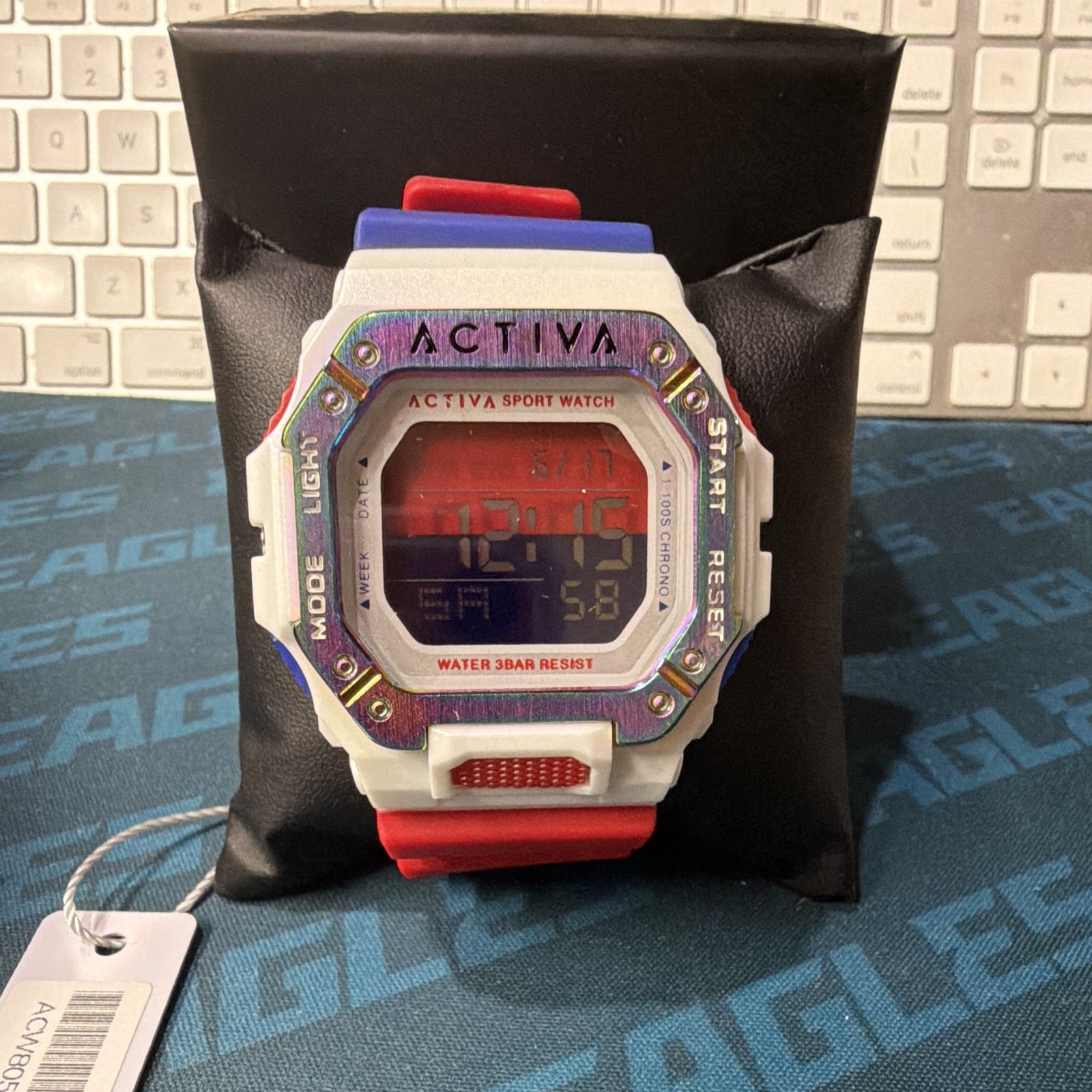 Activa ACW8059 Digital Quartz Sport Watch Chronograph Alarm 30m Red/Blue