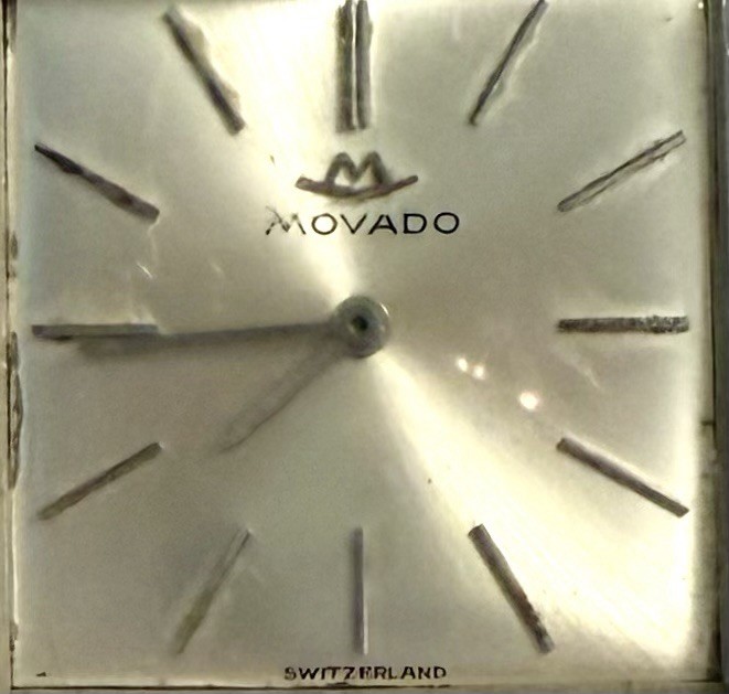 Vintage MOVADO 26mm Square| 925 Silver AZTEC & MAYAN Symbols 7.0″ Bracelet Watch