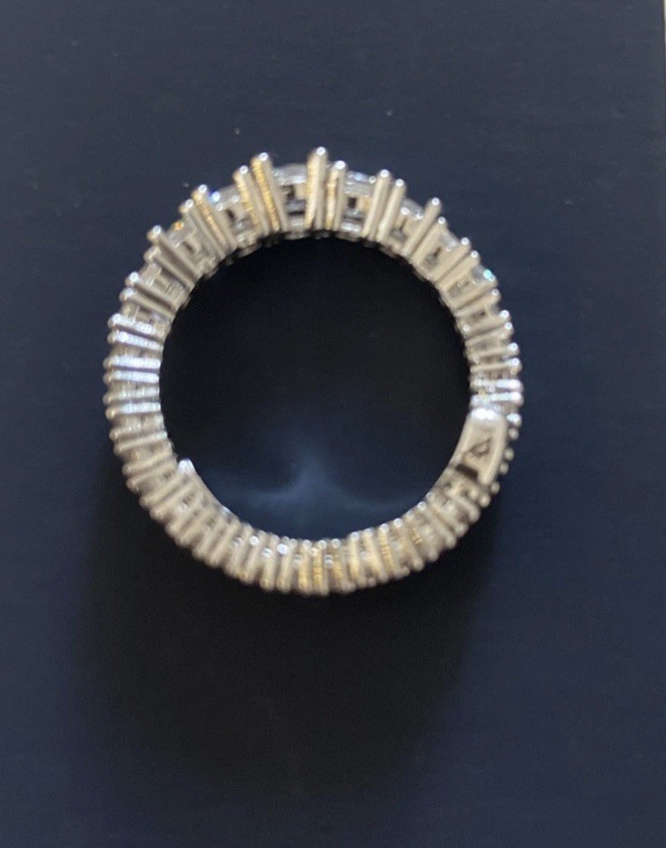 New Authentic Crislu Graduated CZ Adjustable Ring in Platinum Color Sz 7-9