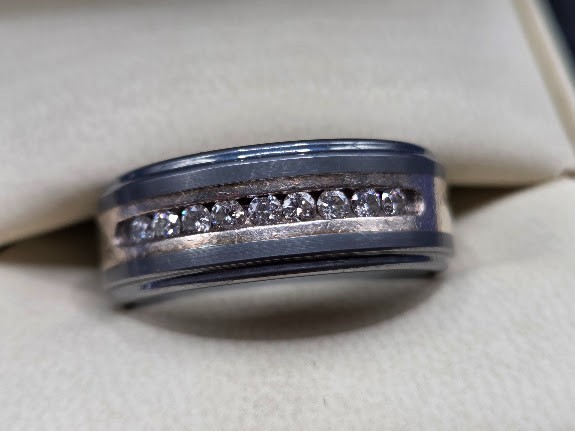 Men’s Size 8 Wedding Ring 9 Diamonds Triton Tungsten Carbide .925 Get it first