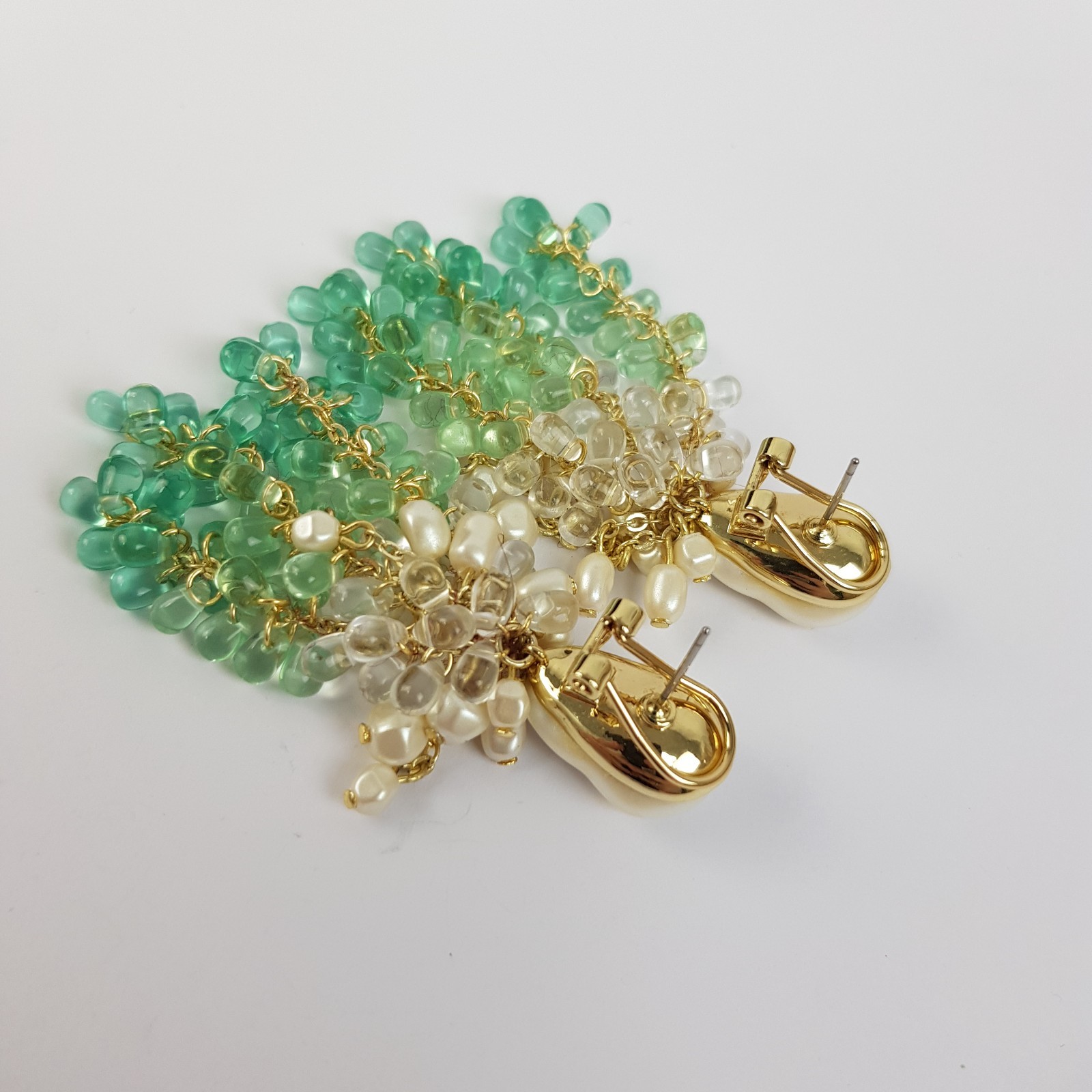 & Other Stories Waterfall Drop Earrings Sea Green Gradient Teardrop Beads