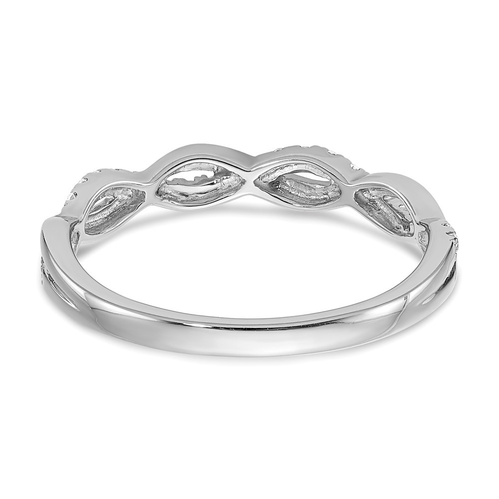 10k White Gold 1/8 Ct Lab Grown Diamond Complete Twist Wedding Band Ring Size 7