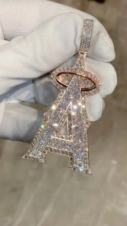 3.30CT Round Cut Moissanite Customize Letter A Pendant In 14K Yellow Gold Plated
